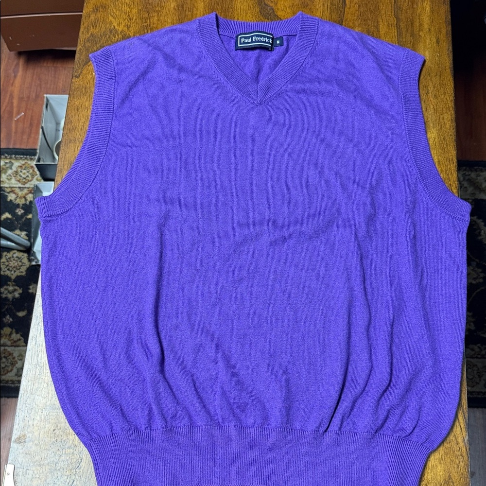 Paul Fredrick V-Neck Purple Sweater Vest